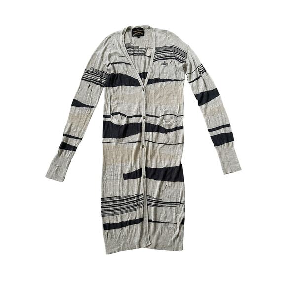 Vivienne Westwood Anglomania Distressed Long Cardigan Duster Sweater L/XL - Picture 1 of 6